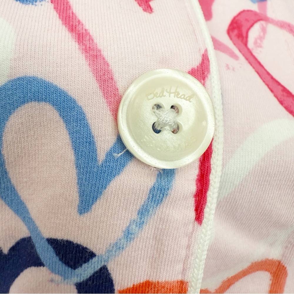 BedHead Pajamas Hearts Organic Cotton Two (2) Piece Pajama PJ Set Pink - Picture 7 of 16